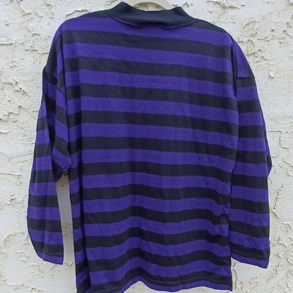 NWT Vintage Perspective Striped Purple and Black Long Sleeve Tee - Picture 1 of 6